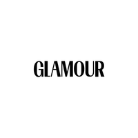 The word GLAMOUR appears in bold, black, uppercase letters centered on a plain white background.