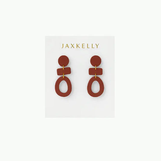 Organic Three Tier Clay Earring - Terracotta
