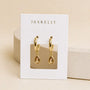 Teardrop Charm Hoop - Champagne CZ earrings by JaxKelly on a branded display card.