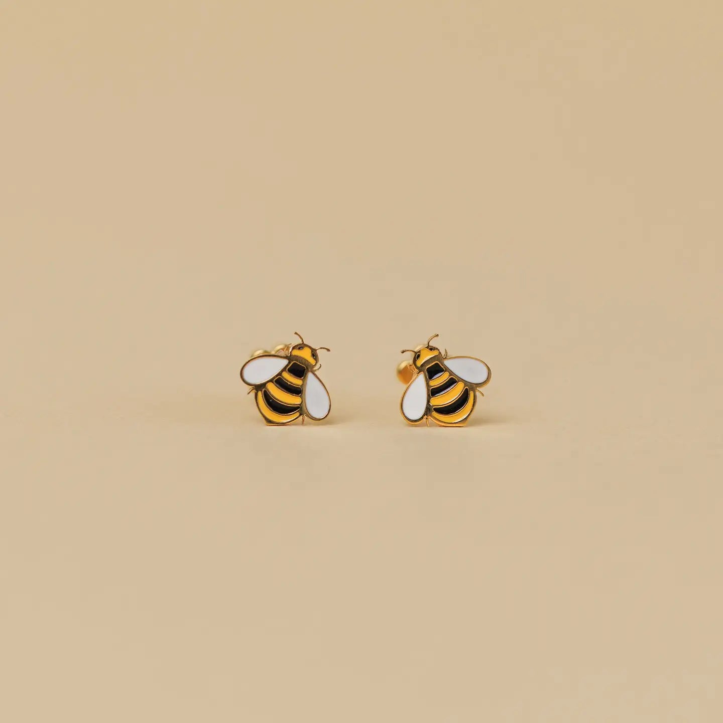 Bumble Bee Enamel Flat Back Kids Earrings