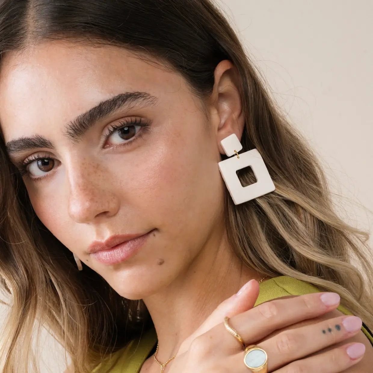 Square Clay Earrings