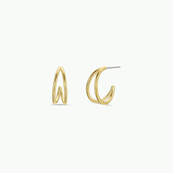 Illusion Double Hoop Earrings | 18K Gold | JaxKelly