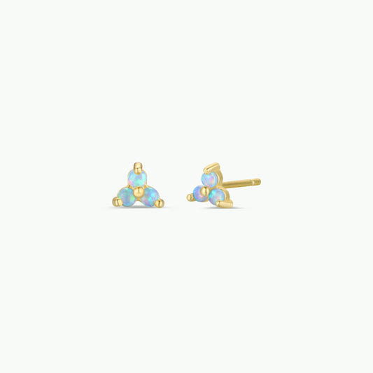 Trio Cluster Gold Earrings - Fire Opal