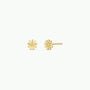 The Petite Daisy Stud features two gold flower-shaped earrings with detailed petals, perfect for adding a delicate touch to your ear stack. Displayed on a plain white background.