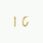 Gold Hoop - Smooth earrings are shown on a plain white background, with one small chunky gold-plated hoop displayed from the front and the other from the side.