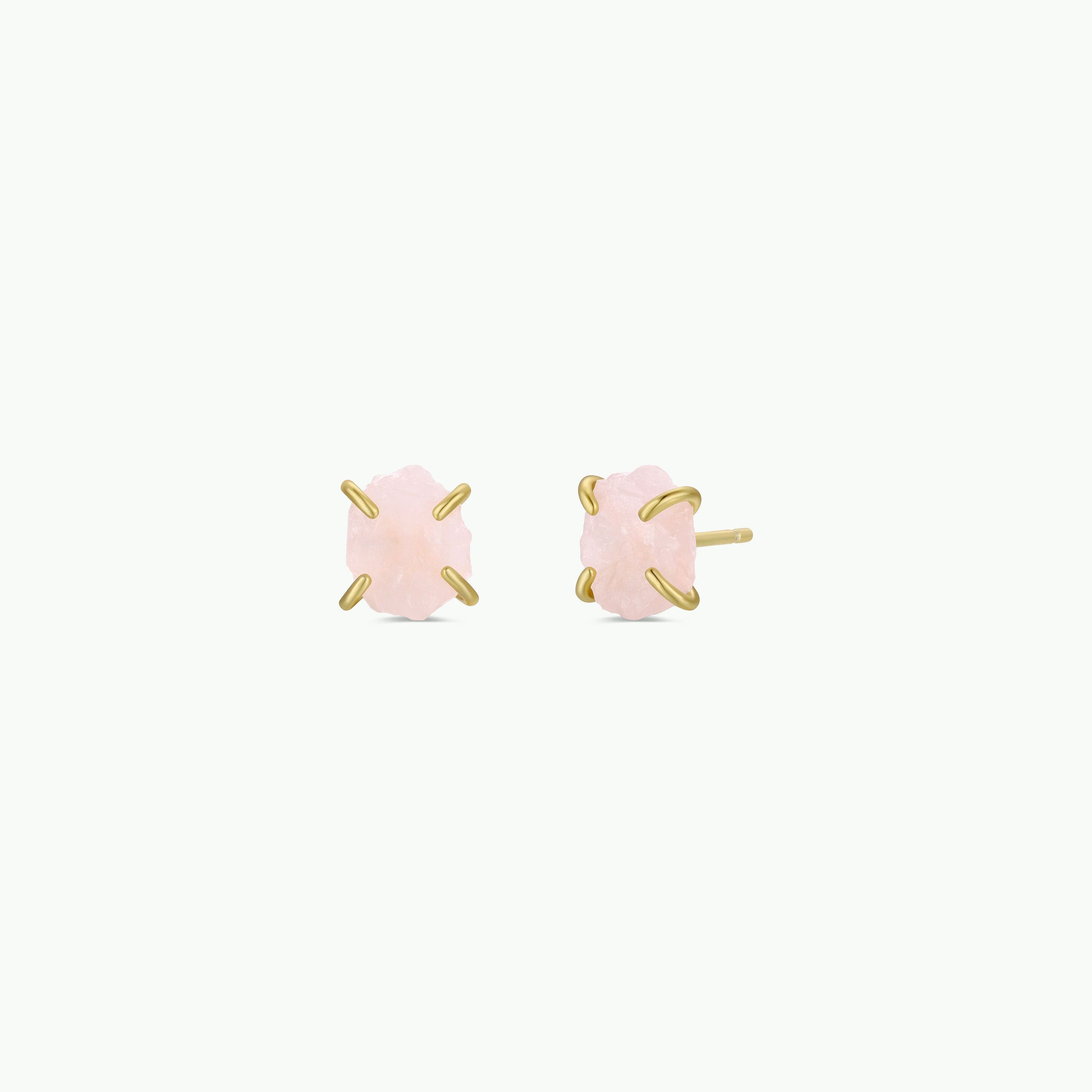 Preek プリーク　INCLUSION QUARTZ EARRING Rose Quartz Gemstone Prong - Love – JaxKelly