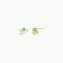 Introducing Sun Ray - Turquoise: gold-plated sterling silver stud earrings with a turquoise center and radiating gold bars for a stunning sunburst design, shown on a plain white background.