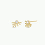 JaxKelly's Sun Ray - Mother of Pearl gold plated stud earrings feature a central round mother-of-pearl and radiating gold bars in a sunburst design, shown on a plain white background.