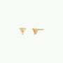 A pair of small, gold, triangular Citrine - Mini Energy Gems - Success studs with smooth edges and sterling silver posts, displayed against a plain white background.