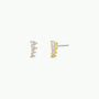 The Mini Crawler - White CZ - Gold Earrings feature a sleek gold-plated design with a vertical row of five small round CZ stones on each ear, shown against a plain white background.