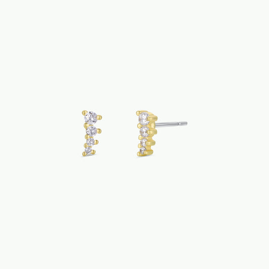 Mini Crawler - White CZ - Gold Earrings