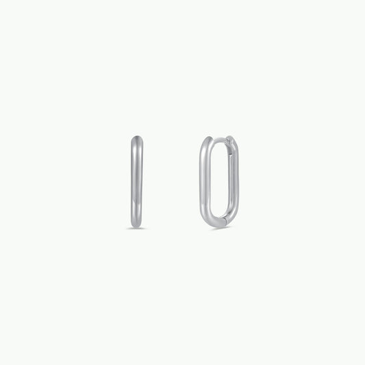Silver Rectangle Hoop - Large
