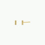 The JaxKelly Petite 3 Ball Stud earrings feature minimalist 18K gold plating and three stacked beads; one earring is displayed front-facing, the other from the side, both set against a plain white background.