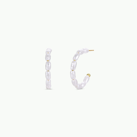 Multi Pearl Hoop Earrings