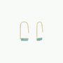 The Amazonite Gemstone Drop - Hope features elegant 18k gold-plated drop earrings with thin, curved hooks and rectangular Amazonite stones, shown against a plain white background.