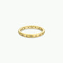 The Celestial Ring is a slim cubic zirconia band with star-shaped engravings, each holding a tiny gemstone, shown against a plain white background.