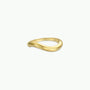 The Wave Ring features a simple, elegant gold wave design with a gentle curve, crafted in 18k gold and shown on a plain white background—an ideal long-lasting jewelry piece for any collection.