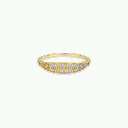 Gold Ring - Tapered Pave - Champagne CZ