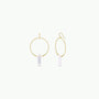 Clear Quartz Hoop - Healing: Gold hoop earrings with a clear quartz pendant at the center, displayed on a plain white background.