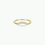 The Ring - Arched Crown - Champagne is a stackable ring with a V-shaped curve, adorned with small round champagne diamonds on an 18k gold plated band. It is shown against a plain white background.