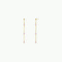 The Gemstone Chain Drop - Rose Quartz earrings feature delicate 18k gold plating and small, evenly spaced rose quartz beads, displayed against a plain white background.