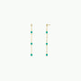 The Gemstone Chain Drop - Turquoise earrings feature four evenly spaced turquoise beads on 18k gold plated chains, perfect for bohemian jewelry lovers. Shown on a plain white background.