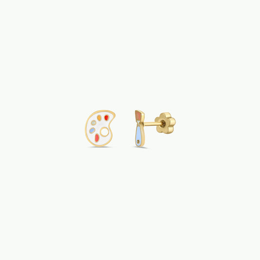 Artist Pallete Enamel Flat Back Kids Earrings