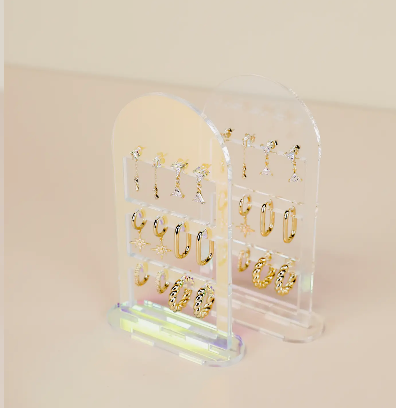 Iridescent Earring Display Stacked Arch