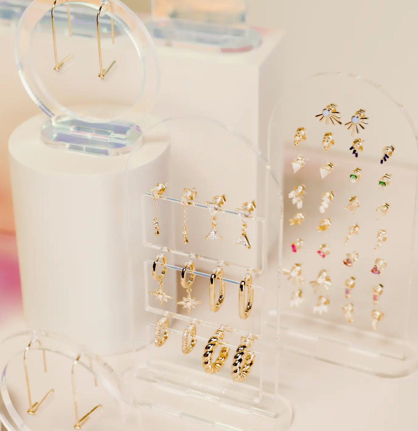 Iridescent Earring Display Stacked Arch