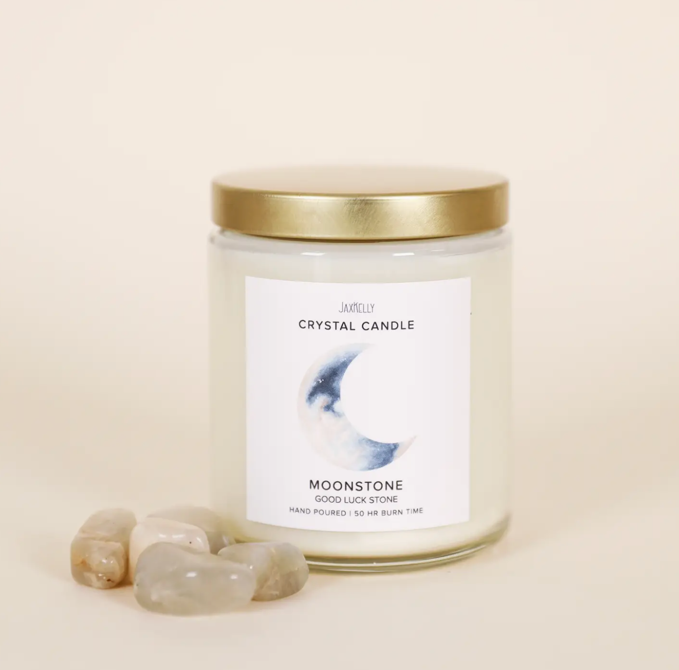Moonstone Crystal Candle - Brings Good Luck