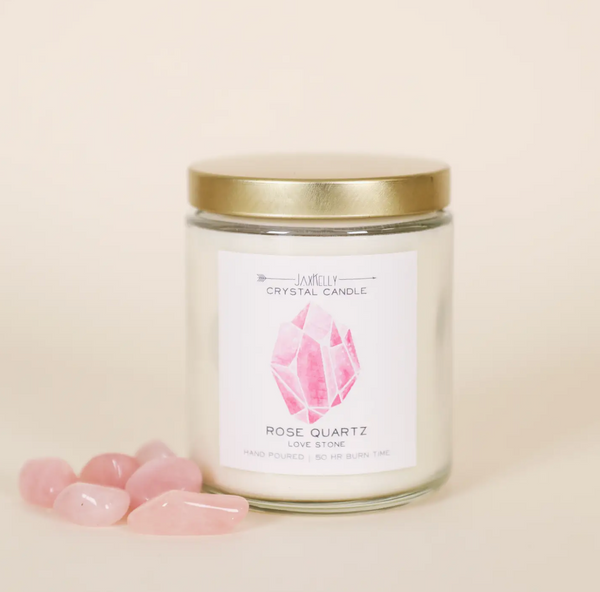 Rose Quartz Crystal Candle - Love – JaxKelly