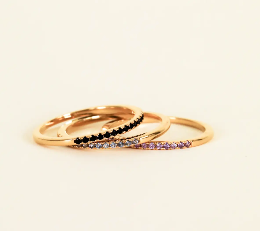 Half Pave Ring - Aqua