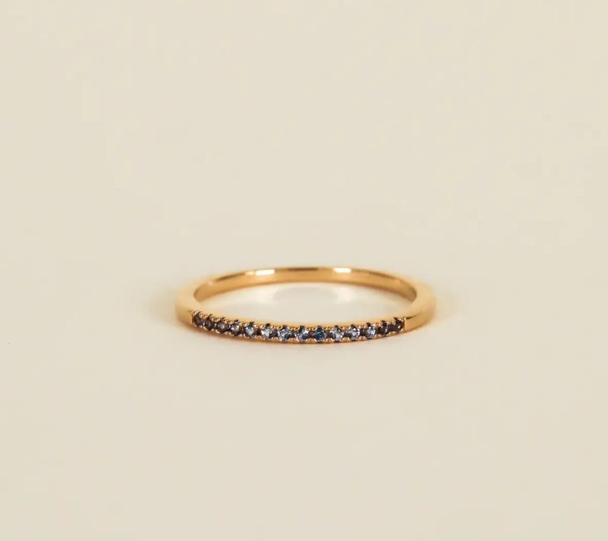 Half Pave Ring - Aqua