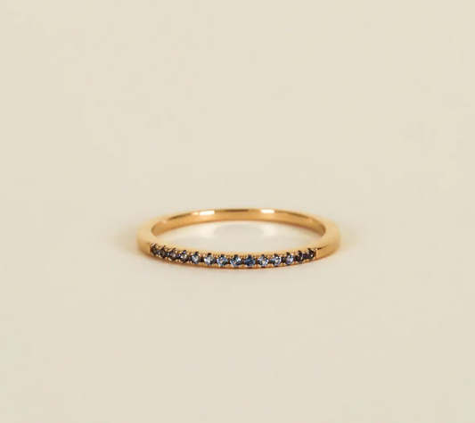 Half Pave Ring - Aqua