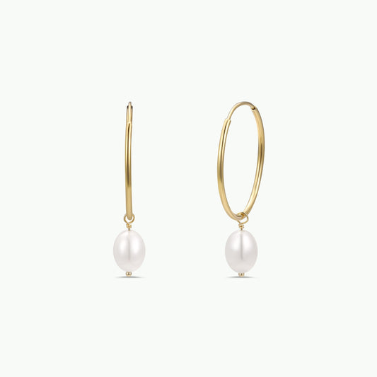 Simple Hoop with Pearl