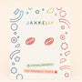 JaxKelly Football Enamel Flat Back Kids Earrings in pink and white, shaped like footballs, presented on a display card with colorful geometric shapes.