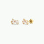 Bunny Enamel Flat Back Kids Earrings: Gold studs shaped like playful rabbits with white and pink enamel accents, made from surgical-grade stainless steel for sensitive ears, displayed on a plain light background.