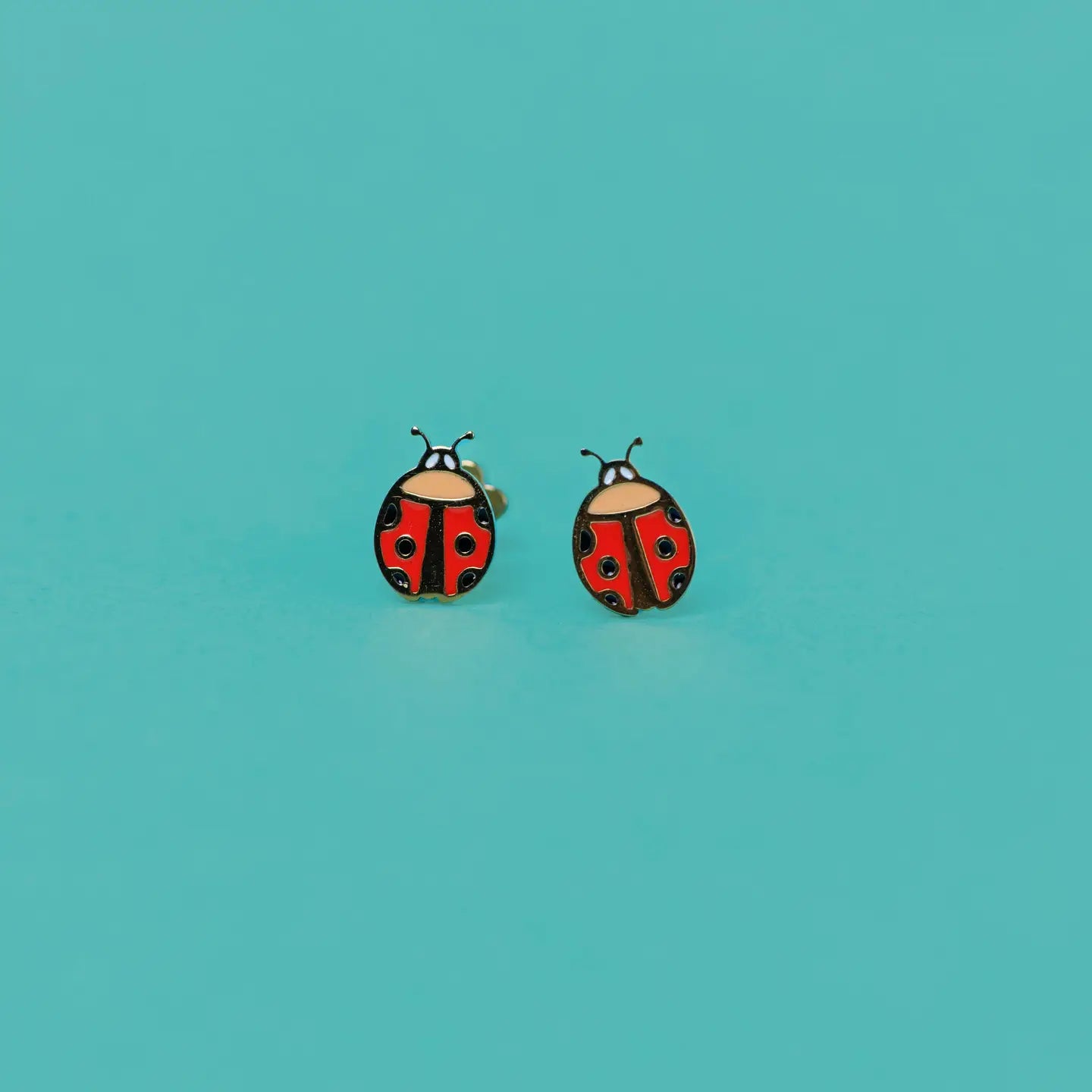 Ladybug Enamel Flat Back Kids Earrings