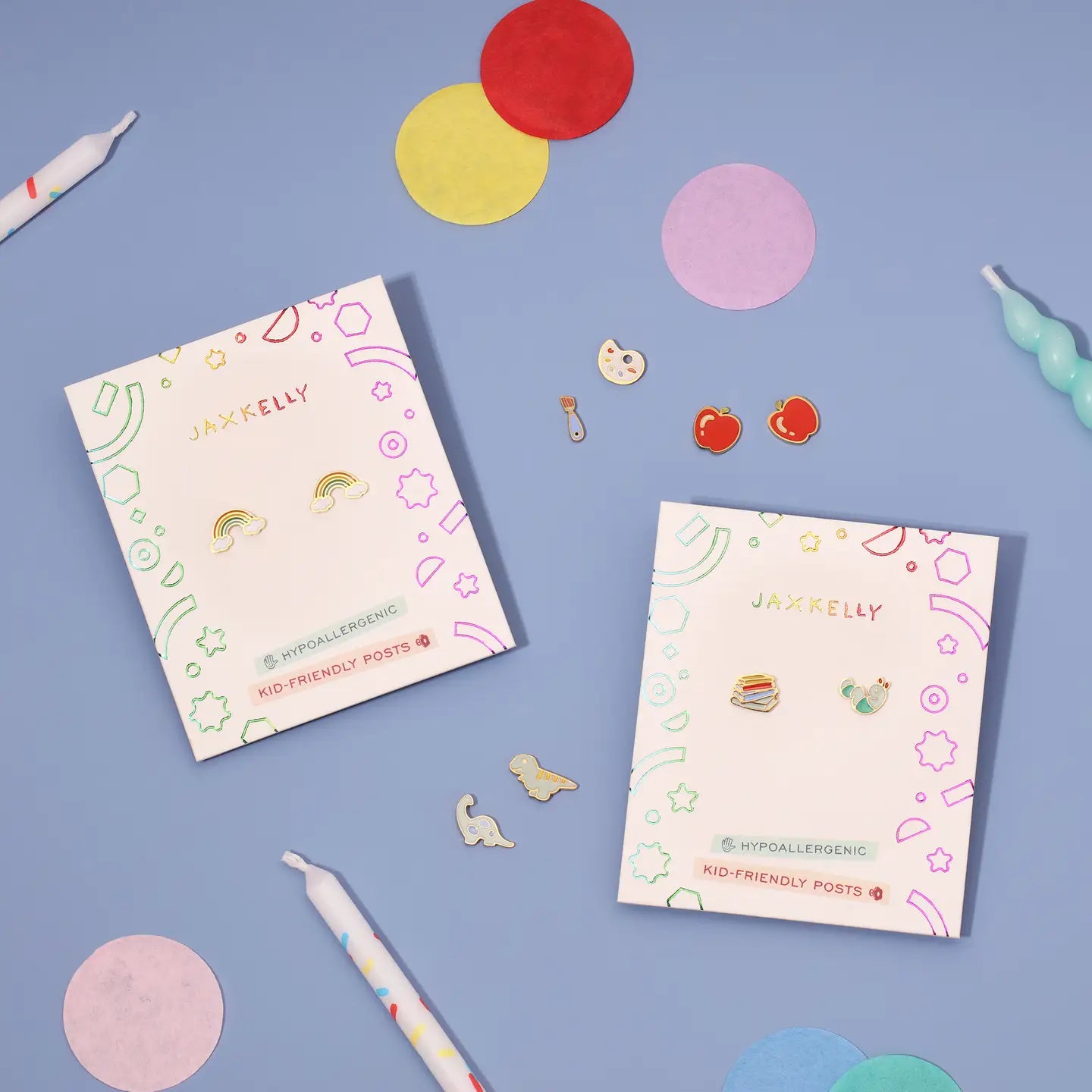Bookworm Enamel Flat Back Kids Earrings