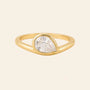 Halo Drop Gold Ring - White CZ featuring a pear-cut crystal in a bezel setting.
