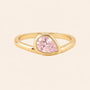 Halo Drop Gold Ring - Pink CZ featuring a pear-shaped pink crystal set in a gold bezel.