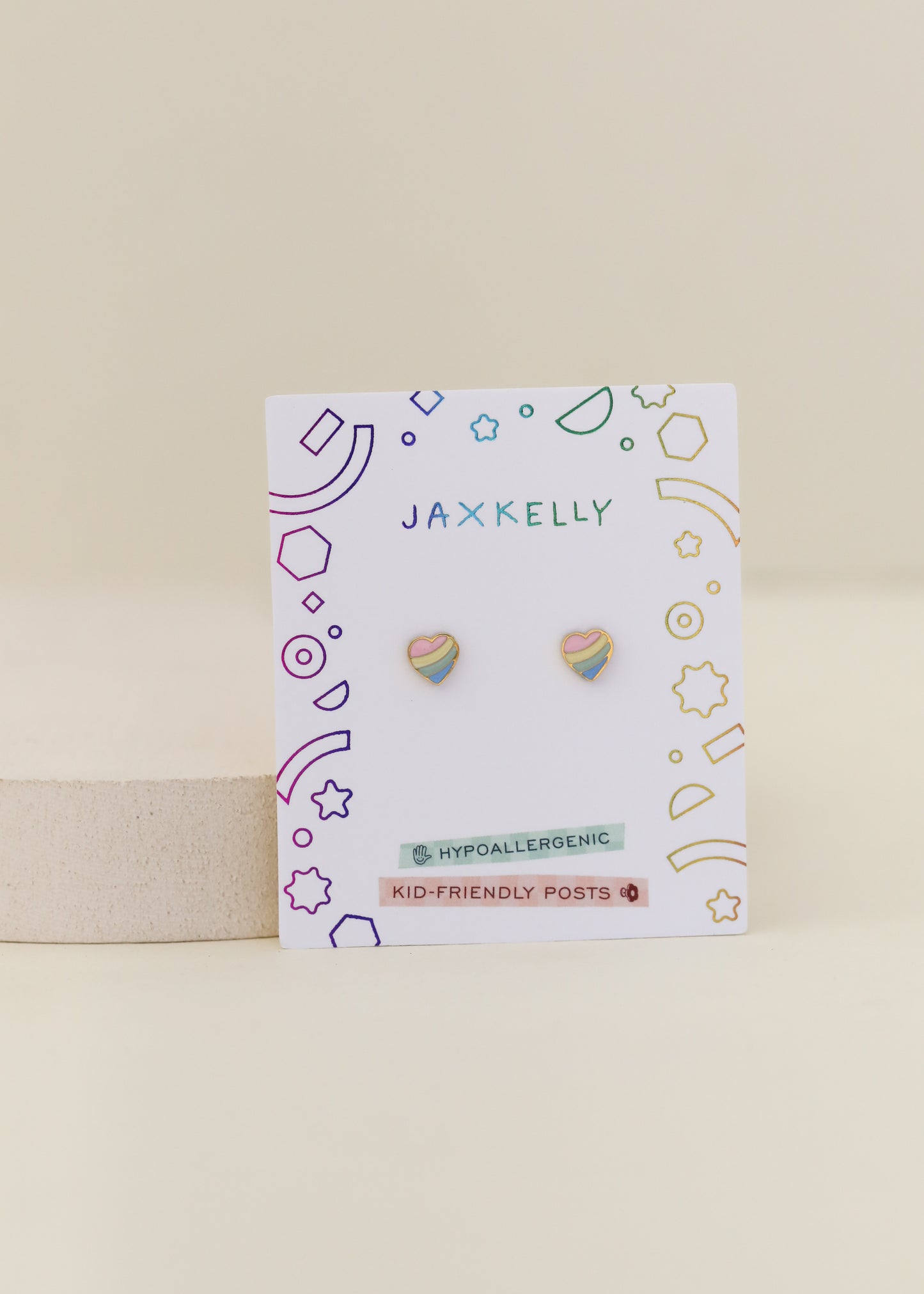 Heart Enamel Flat Back Kids Earrings