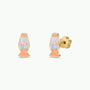Lava Lamp Enamel Flat Back Kids Earrings by JaxKelly feature a playful gold stud design shaped like lava lamps, accented with pastel pink, blue, and yellow enamel. These hypoallergenic earrings are gentle on sensitive ears and safe for everyday wear.