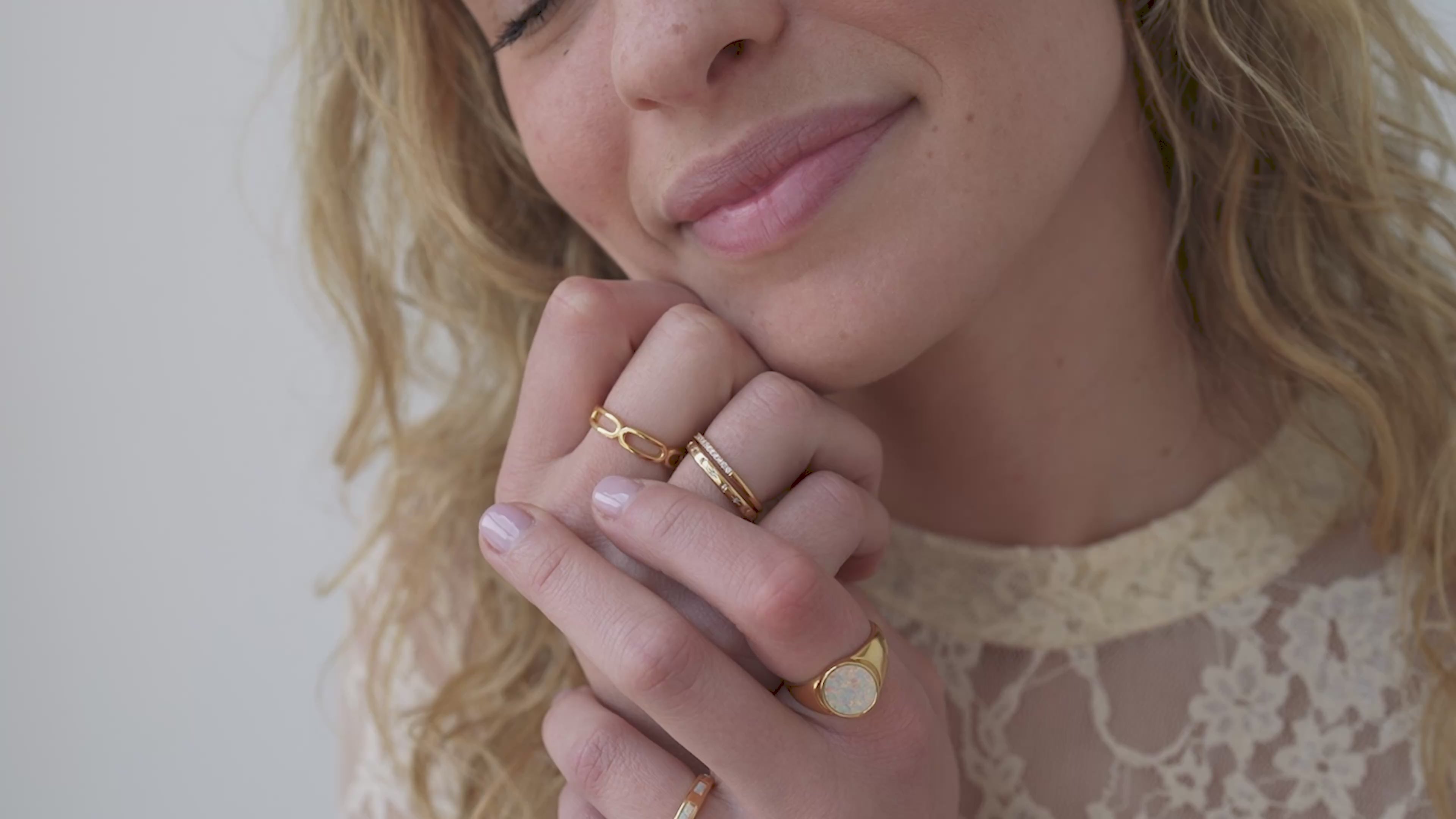 Half Pavé Ring – Dainty CZ Stackable Gold Band | JaxKelly