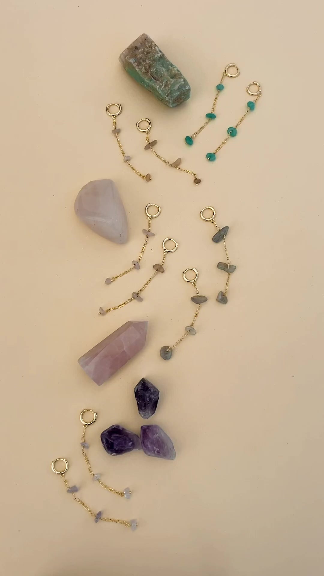Raw Amazonite Chain Drop Earrings | 18K Gold Dangles – JaxKelly