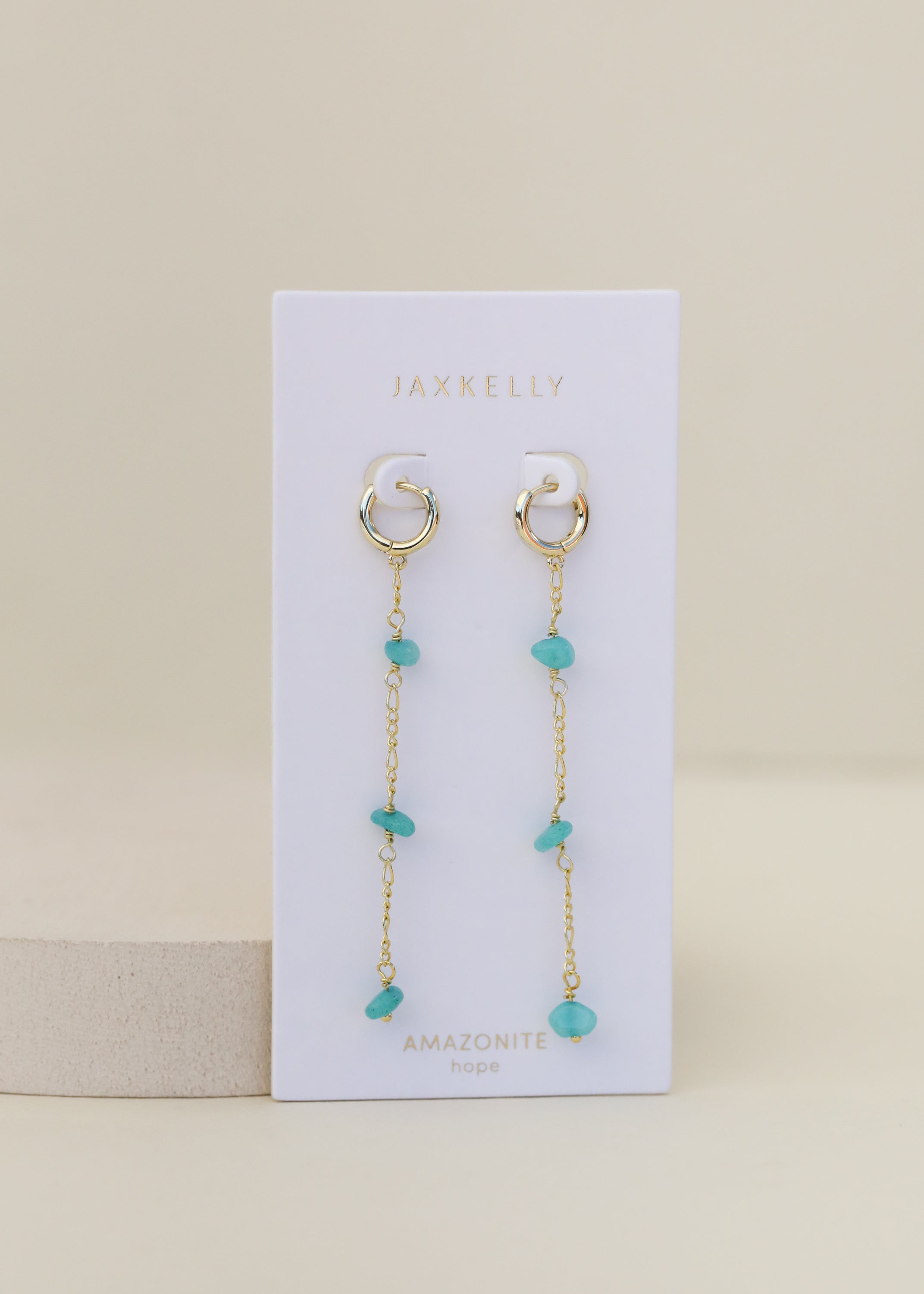 Raw Amazonite Chain Drop Earrings | 18K Gold Dangles – JaxKelly