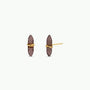 The JaxKelly Smoky Quartz Mineral Point - Protection stud earrings feature dark, pointed crystals wrapped in delicate gold wire on sterling silver posts, presented against a plain white background.