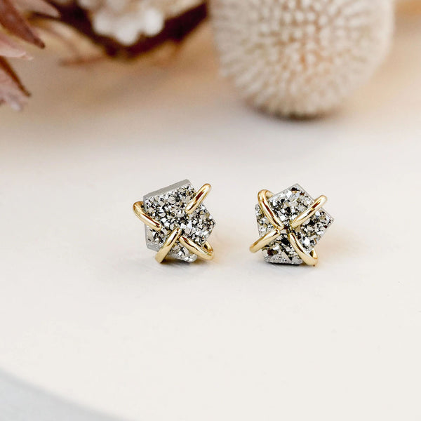 JaxKelly - White Druzy Prong Earrings main image 0