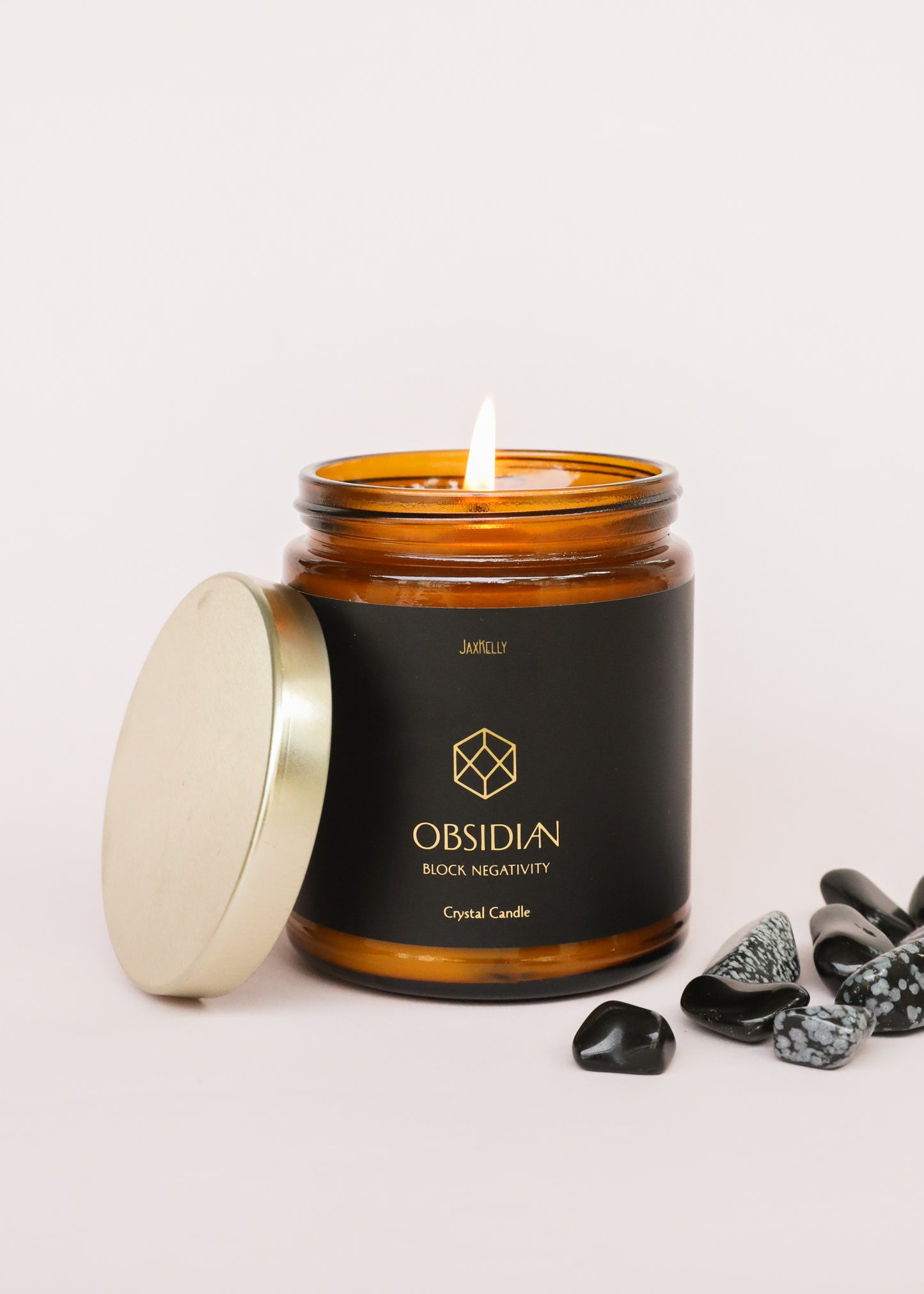 Amber Crystal Candle - Obsidian