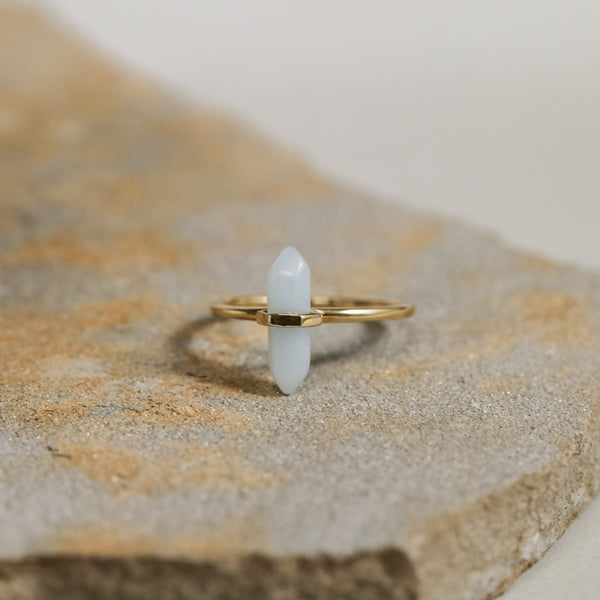 Amazonite Point Ring – Natural Stone Gold-Plated Ring | JaxKelly